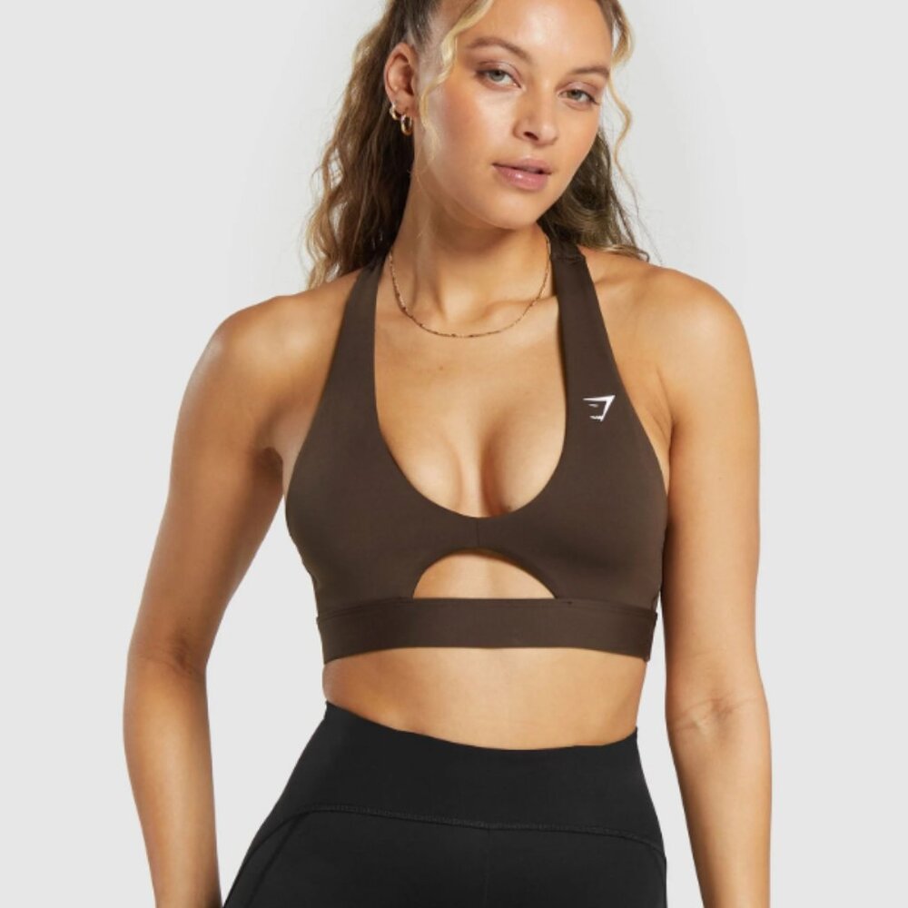 Gymshark Peek-a-boo sports bra - brown | sz XS